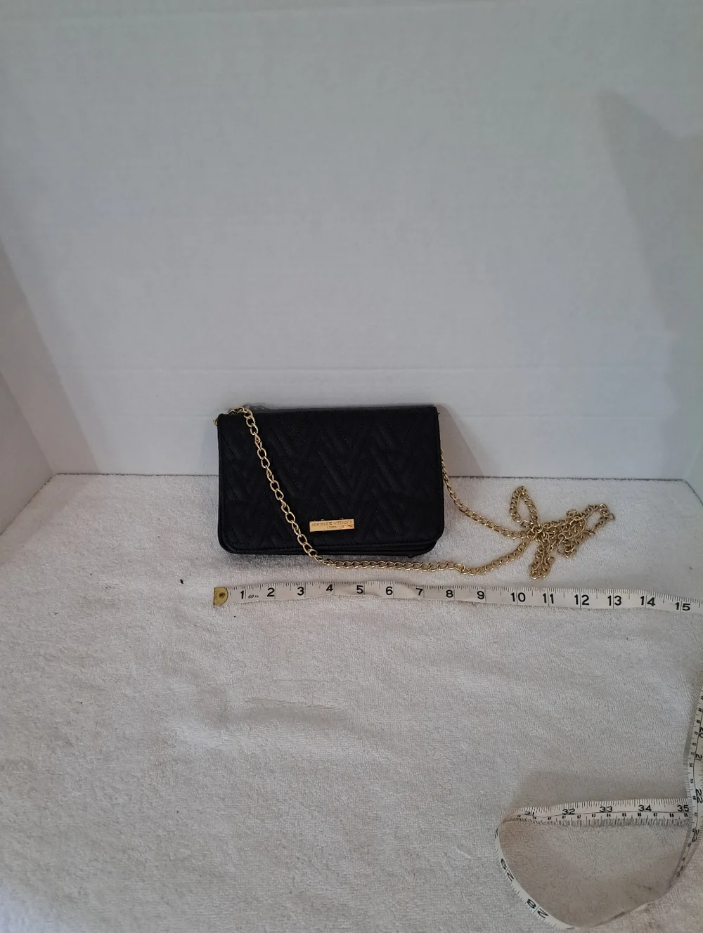 Adrienne Vitadini Black Crossbody Wallet with Gold Chain/Hardware
